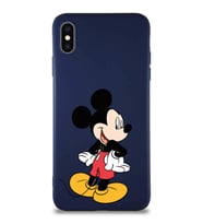 Apple iPhone XS Max Soft Premier Kapak Mickey Mouse-D Tasarımlı Silikon Kılıf - Lacivert (Şeffaf)