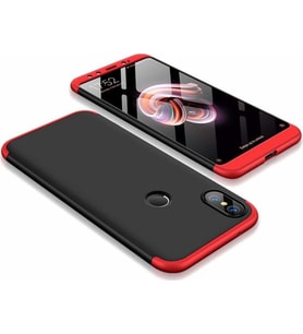 Xiaomi Mi 6X / A2 360 Derece Kaliteli Tam Koruma Ays Kılıf (Siyah-Kırmızı)