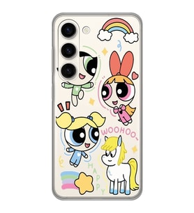 Samsung Galaxy S23 Uyumlu Powerpuff Girls Desenli Şeffaf Telefon Kılıfı