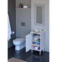 Eliusta Nirat 35 cm 4 Bölmeli Beyaz Banyo Mutfak Dolabı 3 Raflı Kapaklı Çok Amaçlı Dolap 35x75x32,5 cm