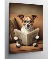 Kanvas Tablo Gazete Okuyan Köpek
