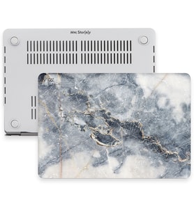 MacBook Pro Retina Kılıf HardCase A1425 A1502 2012/2015 Uyumlu Kılıf Mermer07NL (Lacivert-Gri)