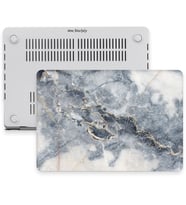 MacBook Pro Retina Kılıf HardCase A1425 A1502 2012/2015 Uyumlu Kılıf Mermer07NL (Lacivert-Gri)