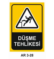 DÜŞME TEHLİKESİ KADIN FİGÜRLÜ İŞ GÜVENLİĞİ UYARI LEVHASI 1 ADET PVC 21 X 29CM