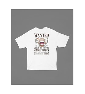 Monkey D Luffy Wanted Baskılı Unisex Tişört, Oversize Anime Tişört