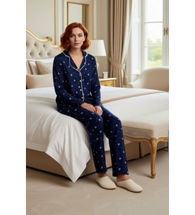 Kadın Kışlık Kar Tanesi Baskılı Pijama Takımı Fonksiyonel Dayanıklı Kaliteli Konforlu Spor
