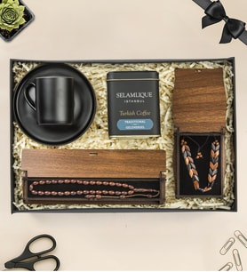 Premium Kahve Fincanı,Kuka Tesbih,Kuka Bileklik Ve Selamlıque Kahve Hediye Seti