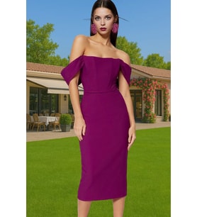 Leopar Desenli Midi Boy Bodycon Abiye Elbise Polyester Karışımlı Yazlık Yüksek Kalite Seçkin Malzeme (Mor)