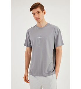 Leo Erkek Oversize Tshirt %100 Pamuk Bisiklet Yaka Baskı Detaylı Basic Tişört MTLCE87