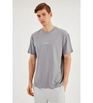 Leo Erkek Oversize Tshirt %100 Pamuk Bisiklet Yaka Baskı Detaylı Basic Tişört MTLCE87