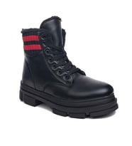 Beyaz (Twingo) Termo Kaymaz Taban Bağcıklı İçi Kürklü Çocuk Postal Bot SİYAH KIRMIZI