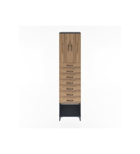 Hyperion Dolap 2 Raflı 7 Çekmeceli 2 Kapaklı 60x44x243 Antrasit-Çam