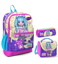 Coral High Mor Pembe Anime Üçlü İlkokul Okul Çanta Seti
