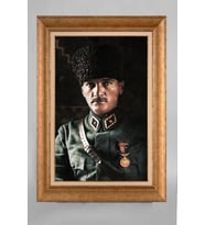 Altın Varaklı Paspartulu Çerçeveli Atatürk Tablo sd700