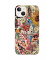 Iphone 14 Uyumlu Aesthetic Vintage Kolaj Desenli Şeffaf Telefon Kılıfı