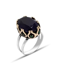 Safir Taşlı El işçiliği Otantik Gümüş Kadın Yüzük 201024713
