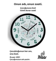 İsme Özel Sevimli Fil Çocuk Odası Duvar Saati Orta Boy 30 cm Siyah Camlı Sessiz