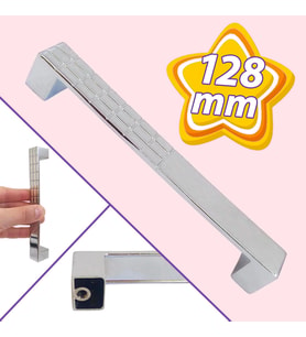 Bihter Desenli Kulp 128 mm Krom Mutfak Kulpu Çekmece Dolap Kapak Kulbu Metal  Mobilya Dolabı Kulpları