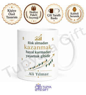 Trader Hediyesi Baskılı Kupa Bardak Borsa Yatırımcı Hediye Porselen Mug