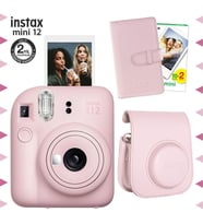 Instax mini 12 Pembe Fotoğraf Makinesi-20'li Film-Laporta Albüm ve Deri Kılıf Seti