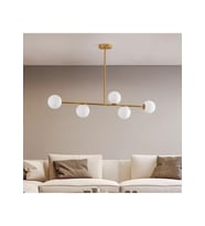 Ardent 5'li Sıralı Camlı Avize RA-AVZ- 7543-81-26 (Eskitme Altın)