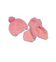 Petityu El Örgüsü Puffy Pembe Atkı Bere Set Yumuşacık Sıcak Tutar 3-7 Yaş