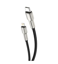 Gritty 30W Metal Uçlu Akım Korumalı Type-C to Lightning Örgülü Kablo 100cm Siyah (GL-SL02)