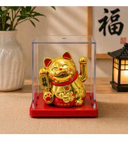Şans Getiren Siyah Kedi Biblo Maneki Neko Dekoratif Obje Feng Shui Mini Figür