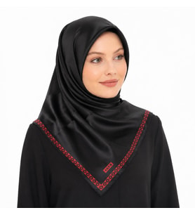 Aker Kenar Bordürlü Taşlanmış İpek Eşarp - 06596