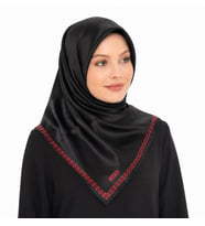 Aker Kenar Bordürlü Taşlanmış İpek Eşarp - 06596