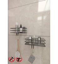 Tş01 Siyah - Yapışkanlı Askılı Banyo Rafı Düzenleyici ( 2 Adet Gönderim Yapılmaktadır )
