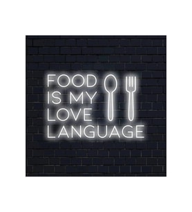 FOOD IS MY LOVE LANGUAGE Yazılı ve Şekilli Neon Tabela