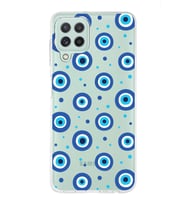 PrintiFy Galaxy M32 ile Uyumlu 1mm Slim Fit Nazar Boncuğu 1 Baskılı Şeffaf  Kılıf
