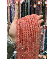 Gül Kuvars Taşı Daire Kesim Parlak Açık Pembe 10mm Doğal Taş Dizi [AA]