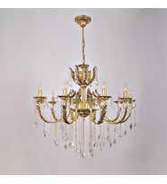 Avize Çarşısı Merit 10 Kollu Yapraklı Kristal Taşlı Gold Avize BS.0152-78-10
