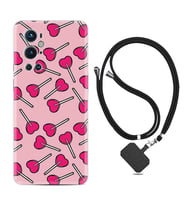 Tecno Spark 9 Pro Kılıf Resimli Boyun Askılı İpli Desenli Silikon Heart Lollipop 1414