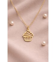 Kişiye Özel Tatlı Cupcake Model Kolye 925K Gümüş (Gold)