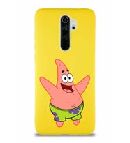 Xiaomi Redmi Note 8 Pro Soft Premier Kapak Patrick Yıldız Tasarımlı Silikon Kılıf - Sarı (Şeffaf)