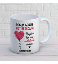 Kişiye Özel Doğum Günün Kutlu Olsun Baskılı Kupa – Hayatın Her Anı Mutlulukla Dolsun İsimli Hediye