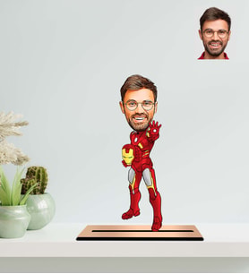 Kişiye Özel Iron Man Karikatür Ahşap Biblo