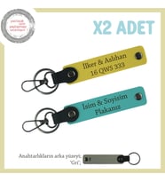 Yol Tutkunlarına İsim Ve Plaka Yazılı Kişiye Özel x2 Anahtarlık Hediyelik Set , Koyu Turkuaz-Sarı-Gr (Çok Renkli)