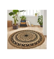 Eliana Home Baskılı, Yıkanabilir Kaymaz Taban Yuvarlak Halı LNA7042 120x120 cm (Kahverengi)