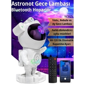Astronot Bluetooth Hoparlör Bulutsusu Galax yAy Tavan Gökyüzü Projektör Zamanlayıcı Gece Lambası