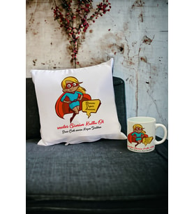 Benim Süper Annem Kupa Bardak ve Yastık Set (Beyaz)