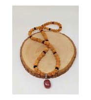 Çilek Kuvars Taşlı Rudraksha Tohum Kolye Dolama Bileklik 8mm (49724)