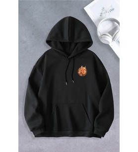 Unisex Kadın Erkek Tiger Baskılı Oversize Sweatshirt 2 İPLİK (Siyah)