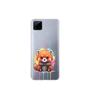 Realme C15 ile Uyumlu Splash Tilki Tasarımlı Şeffaf Silikon Kılıf