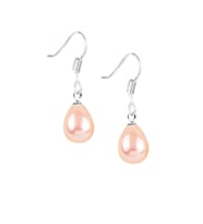 Pembe İnci Damla Küpe Gümüş Kancalı Model
