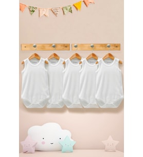 Lilabio %100 Organik Pamuk 5li Beyaz Atlet Bebek Body