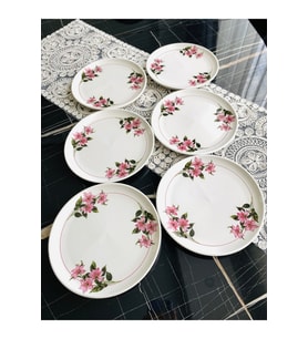 6’lı Kar Çiçeği Porselen Servis ve Pasta Tabağı Seti